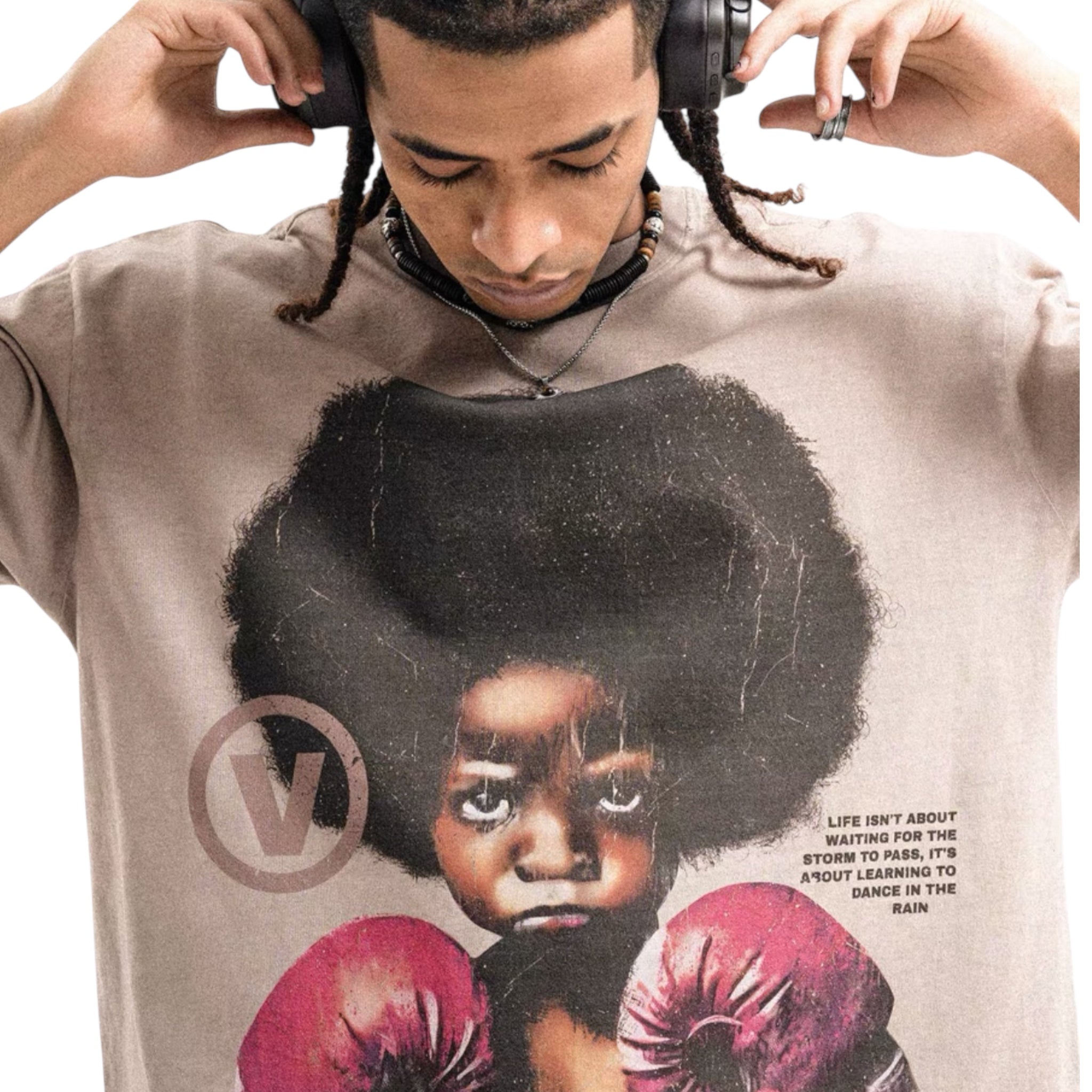 RETRO® “Boxing Boy” Oversized Heavyweight Washed Graphic T-Shirt