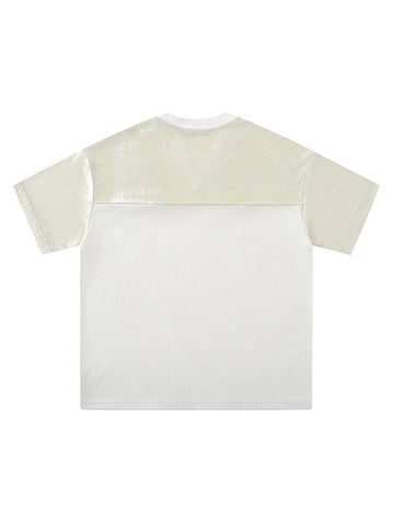 Street Stitching Mesh Character Print T-shirt