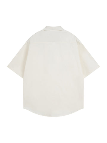 Retro Letter Print Short Sleeve Shirt
