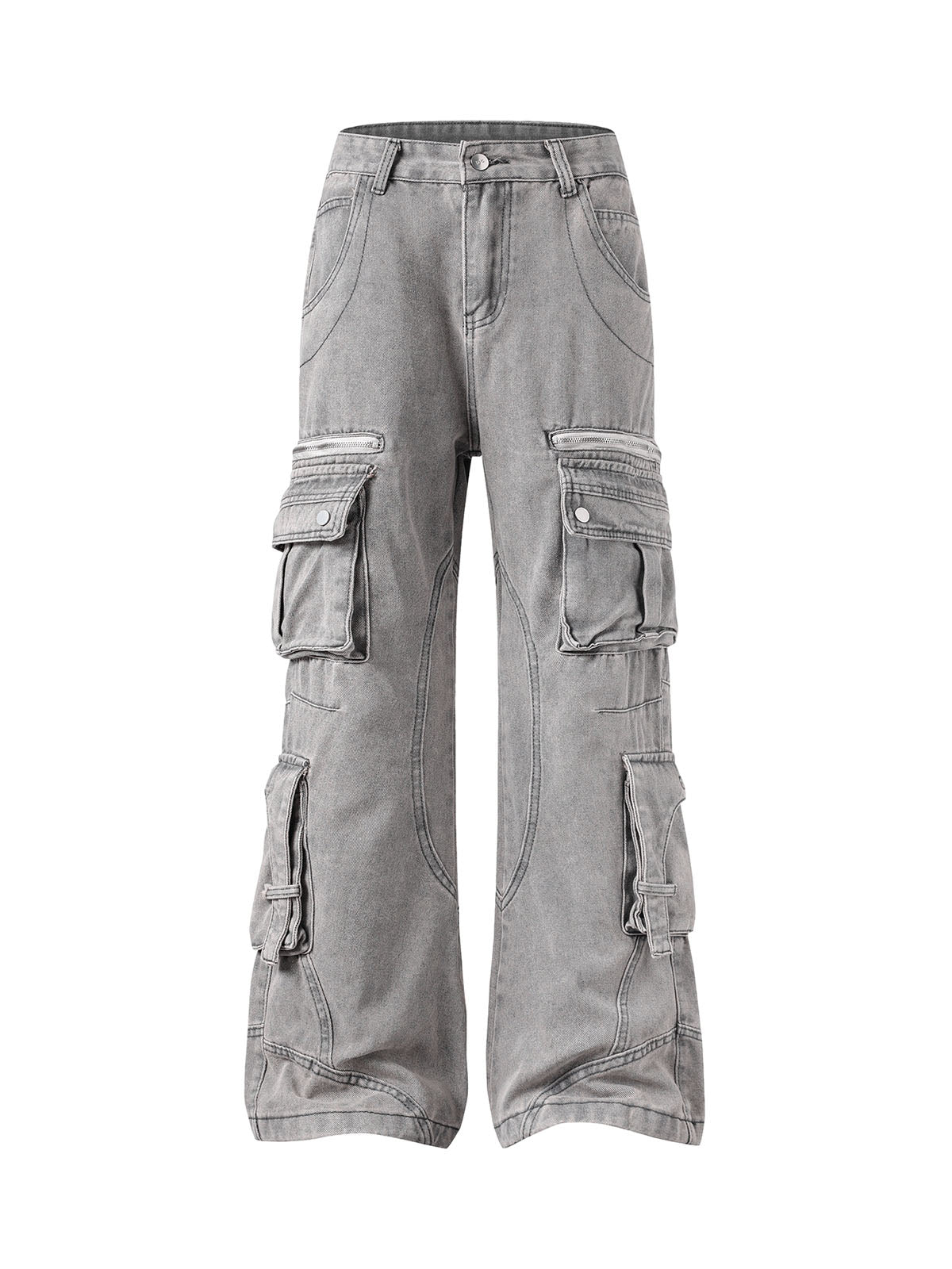 Washed Multi-Pocket Cargo Jeans