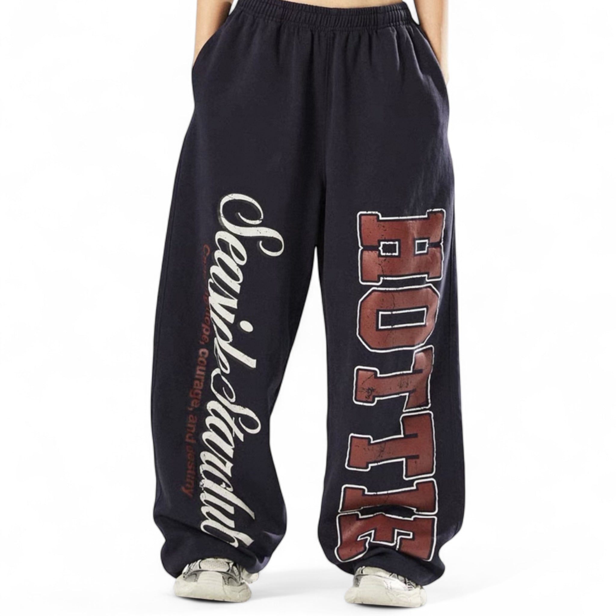 RETRO® “HOTTIE” 290g Washed Black Hip Hop Sweatpants
