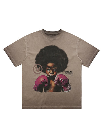 RETRO® “Boxing Boy” Oversized Heavyweight Washed Graphic T-Shirt