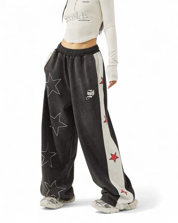 RETRO® “Stardust” Washed Black Rhinestone Sweatpants
