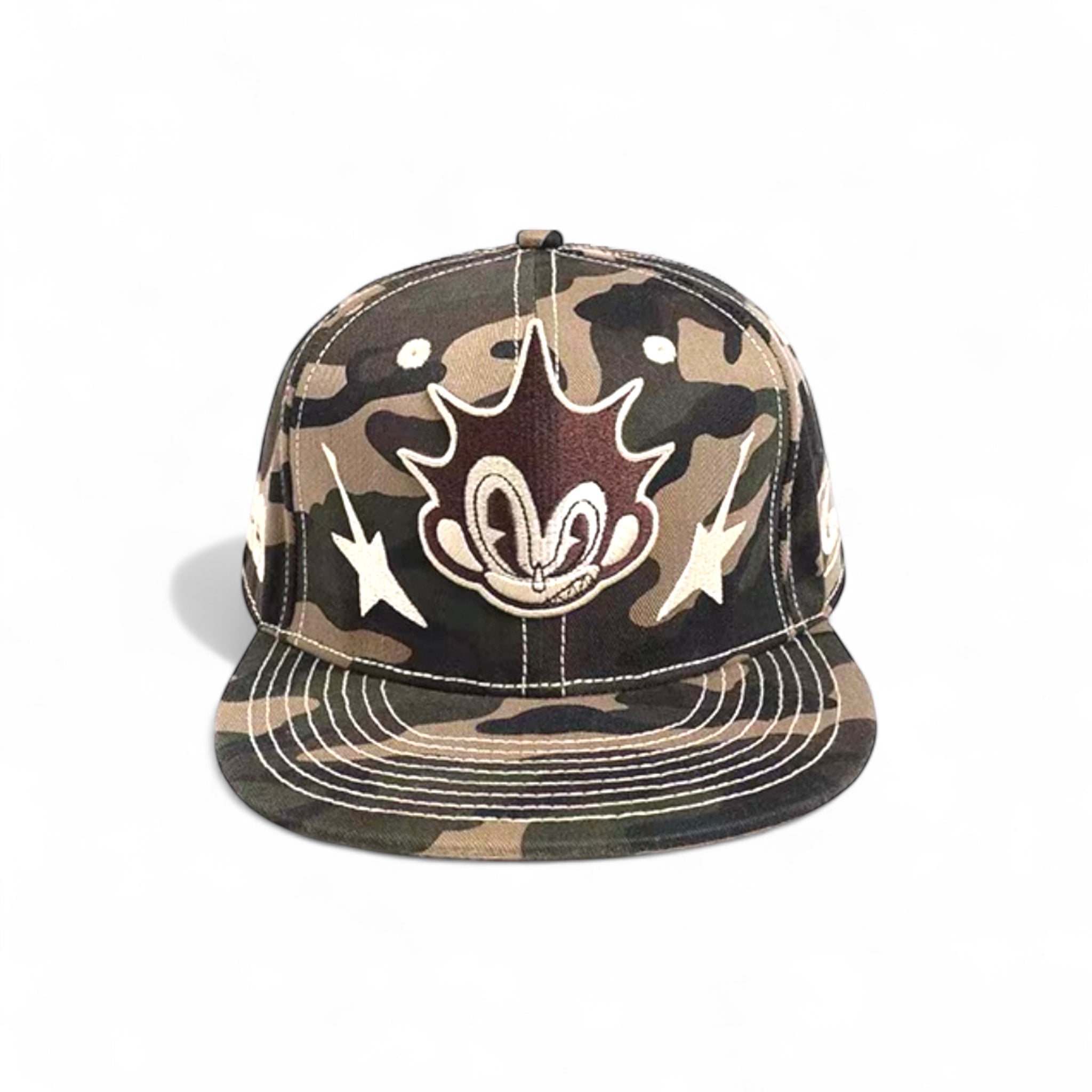 RETRO® “MNKY Noise” Strapback Hat – Y2K Embroidery | Denim Blue & Camo