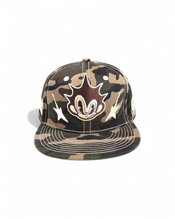 RETRO® “MNKY Noise” Strapback Hat – Y2K Embroidery | Denim Blue & Camo