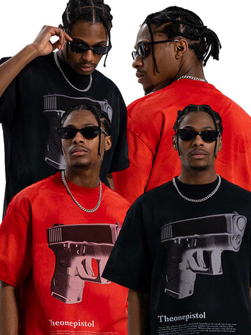 Graphic Gun Print T-Shirt - Bold Statement for Urban Style