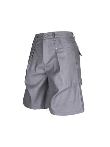 Street Retro Pleated Rivet Shorts