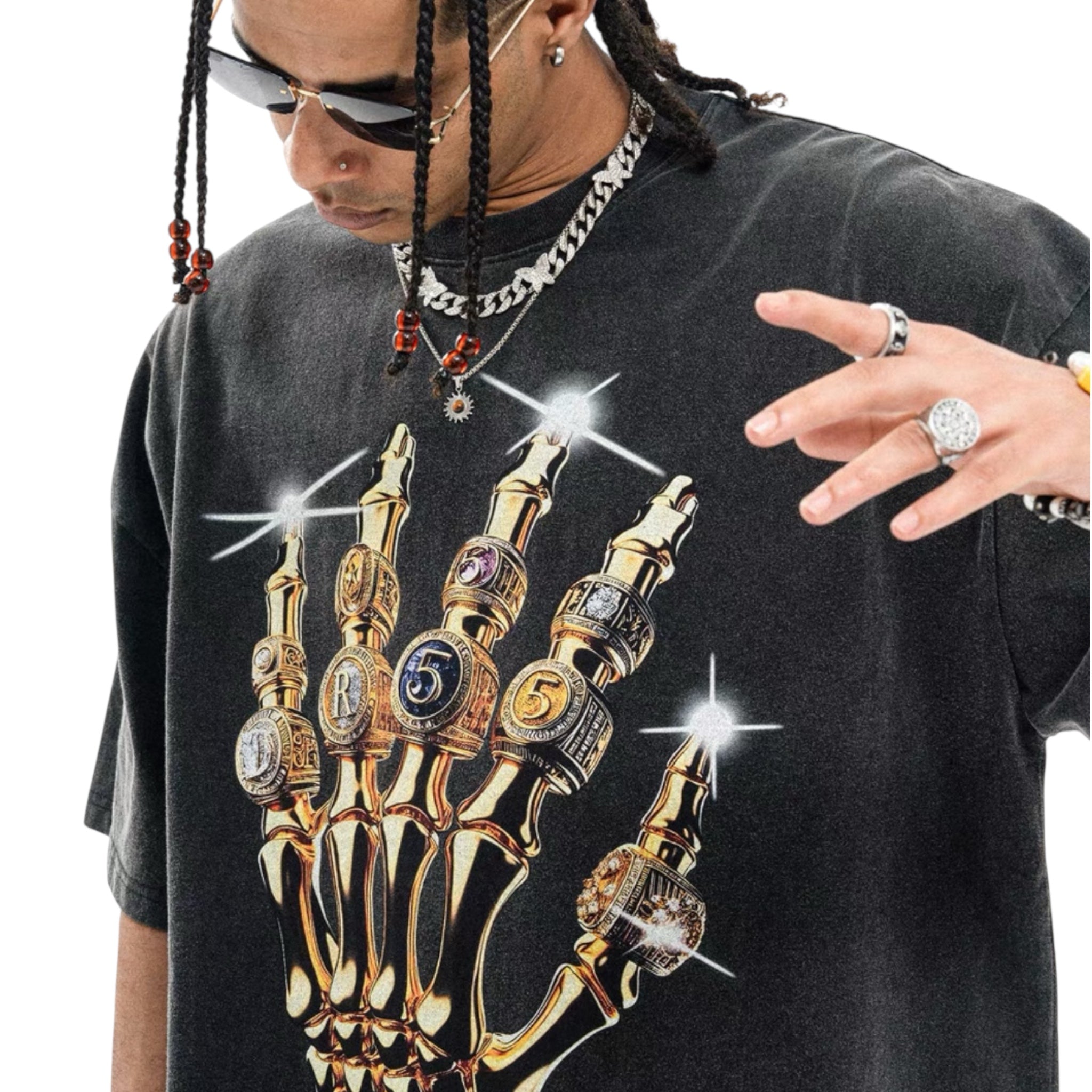 RETRO® “Royal Bones” 300G Oversized Heavyweight Graphic T-Shirt