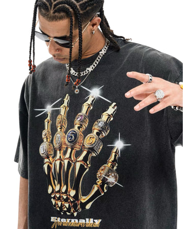 RETRO® “Royal Bones” 300G Oversized Heavyweight Graphic T-Shirt