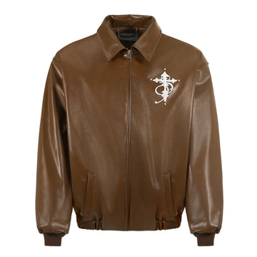 Heaven's Pearls Leather Bomber Jacket