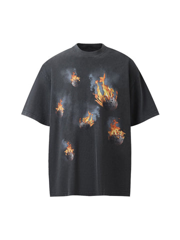 Fireball Graphic Oversized T-Shirt
