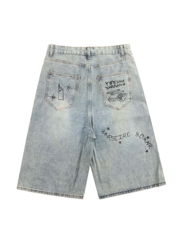 Retro Fun Graffiti Denim Jorts