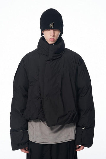 Real Retro World - Pinch Pleated Logo Short Down Jacket