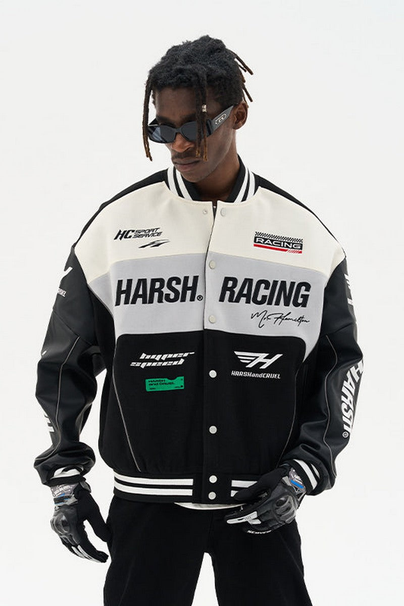Real Retro World -  Woolen Embroidered Racing Jacket
