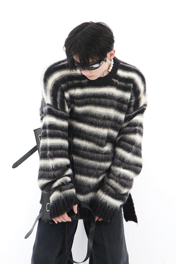 Real Retro World - Striped Mohair Knitted Sweater