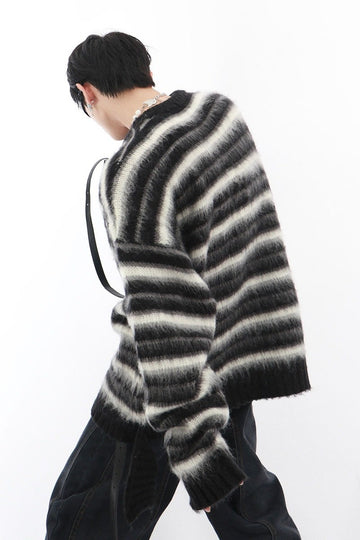 Real Retro World - Striped Mohair Knitted Sweater