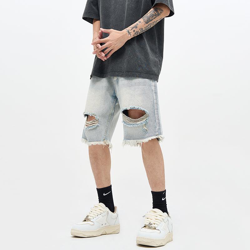 Real Retro World - Washed Splashed Ink Ripped Shorts