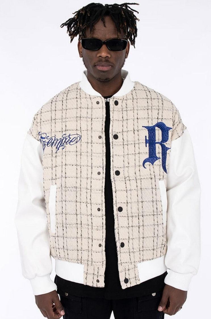 Real Retro World -  Embroidered Sempre Plaid Varsity Jacket