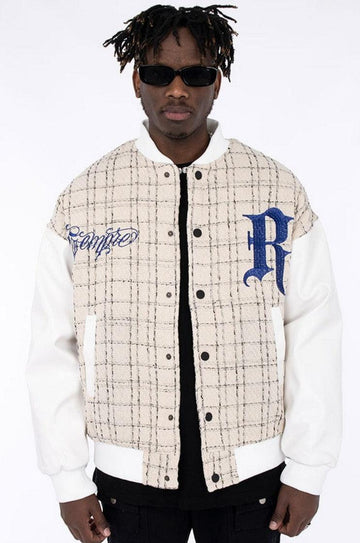 Real Retro World -  Embroidered Sempre Plaid Varsity Jacket