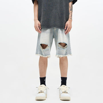 Real Retro World - Washed Splashed Ink Ripped Shorts