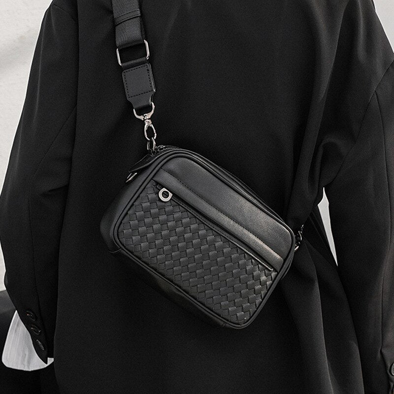 Real Retro World - Woven Faux Leather Cross Body Bag