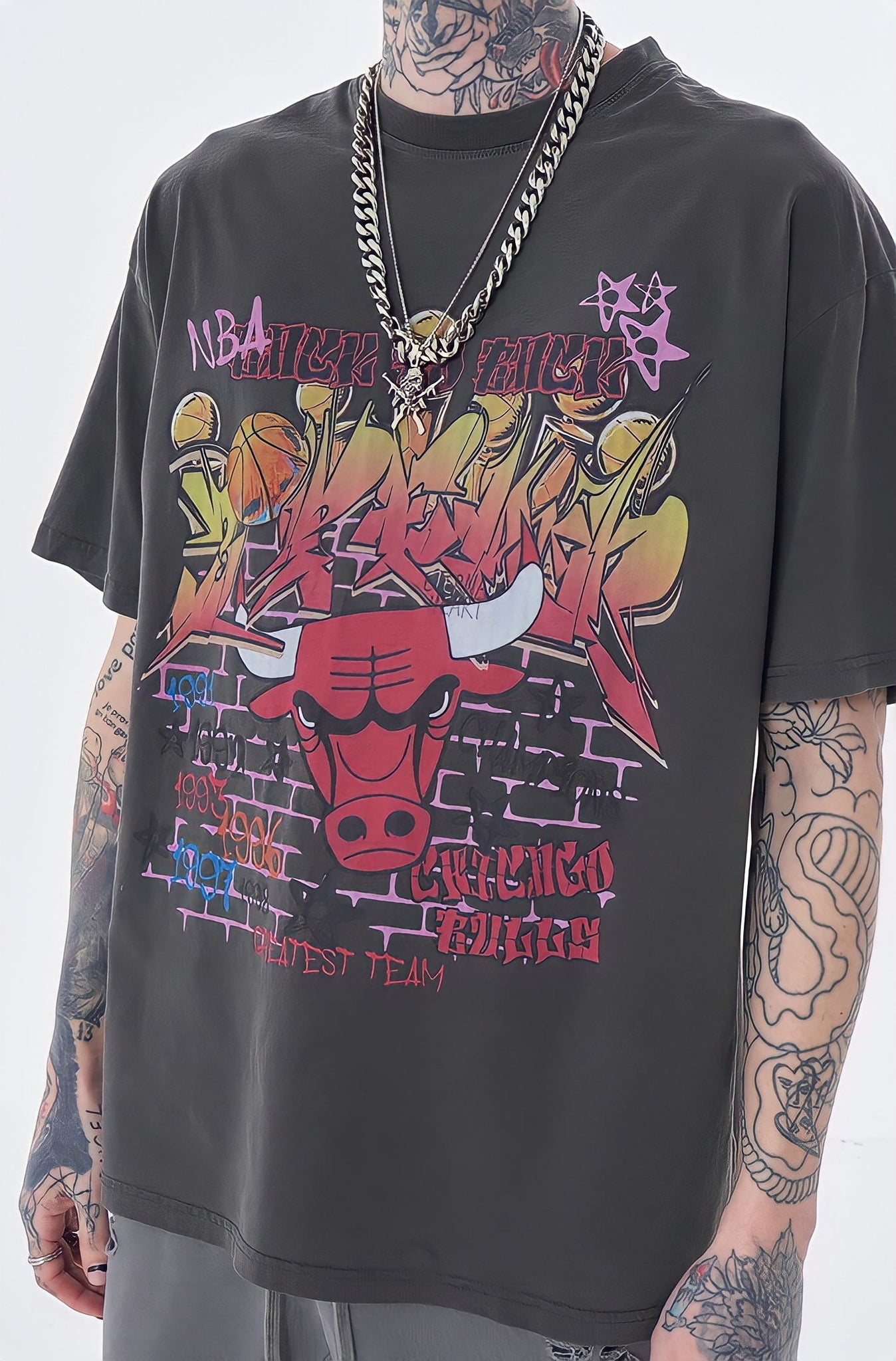 Real Retro World - Camiseta vintage de los Chicago Bulls