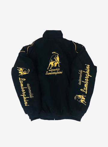Real Retro World - RARE 90s Black F1 Embroidered Racing Jacket