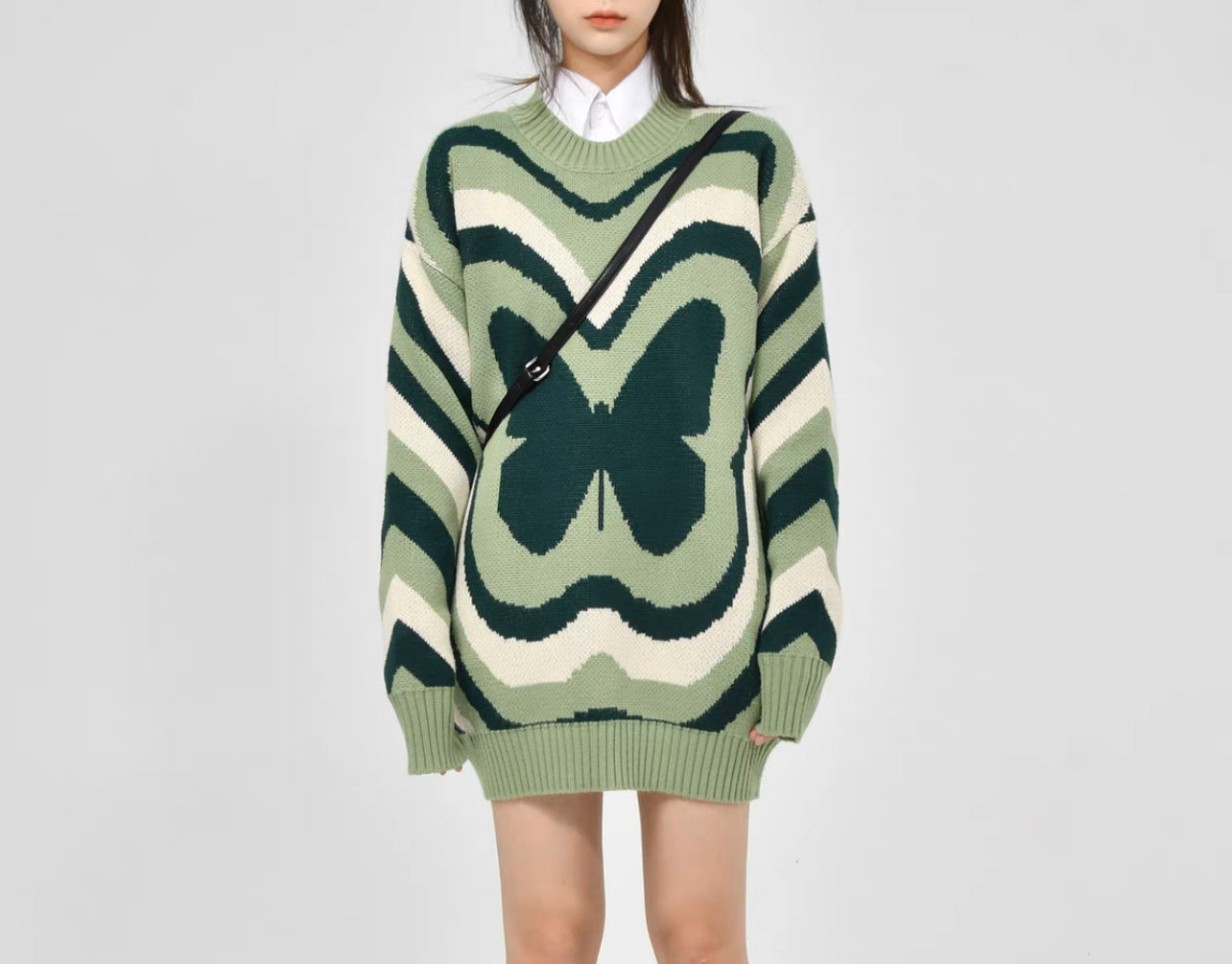 Real Retro World - Butterfly Jacquard Knit Sweater