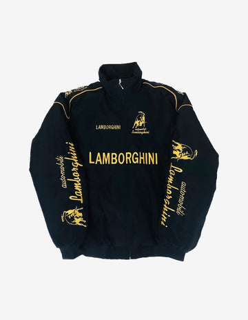 Real Retro World - RARE 90s Black F1 Embroidered Racing Jacket