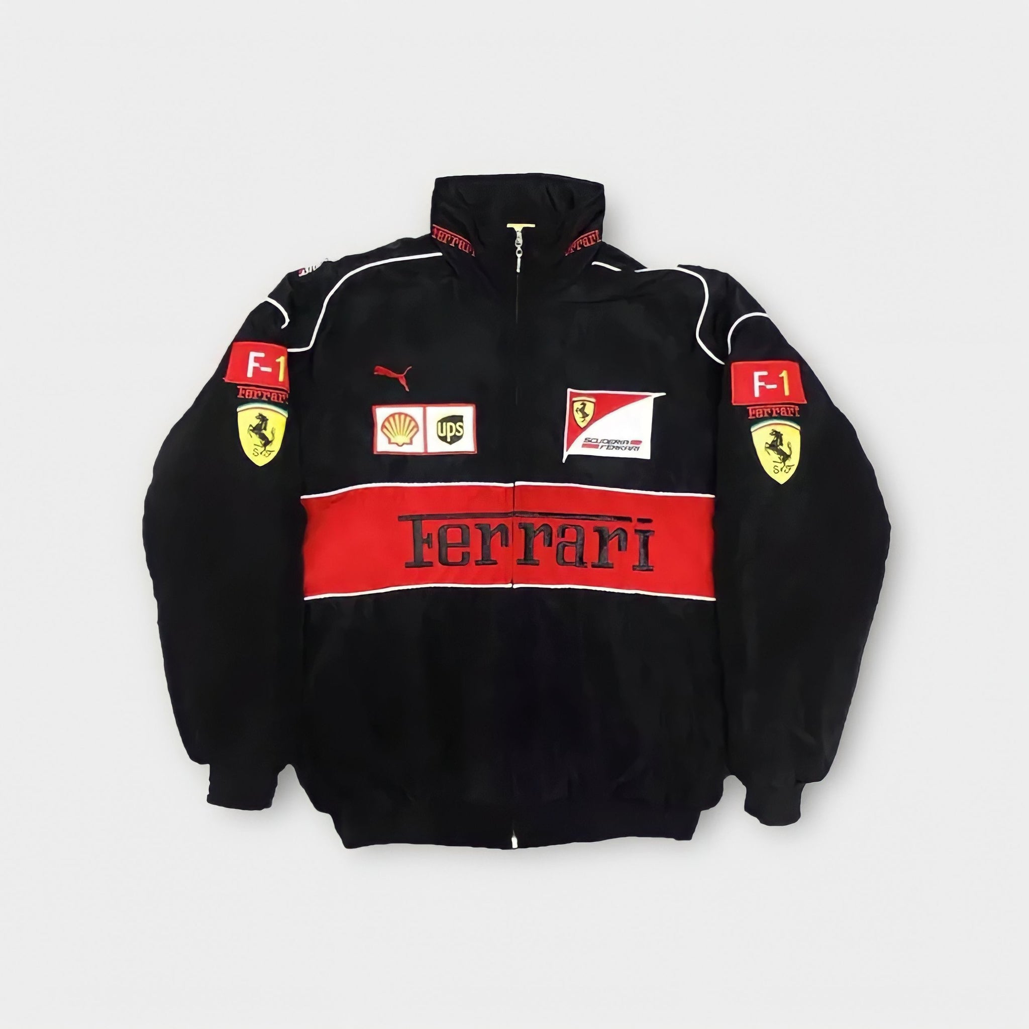 Real Retro World - RARE 90s Black F1 Racing Embroidered Jacket