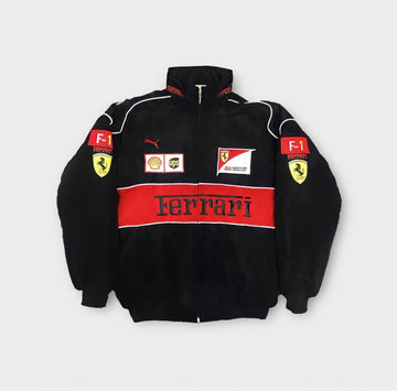 Real Retro World - RARE 90s Black F1 Racing Embroidered Jacket