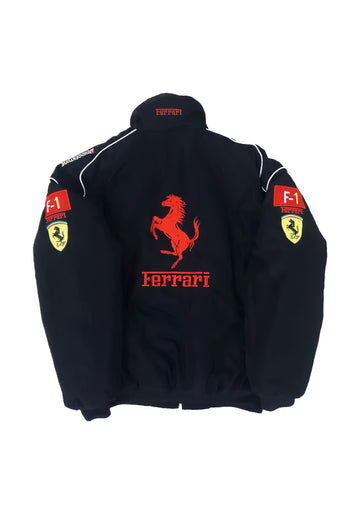Real Retro World - RARE 90s Black F1 Racing Embroidered Jacket