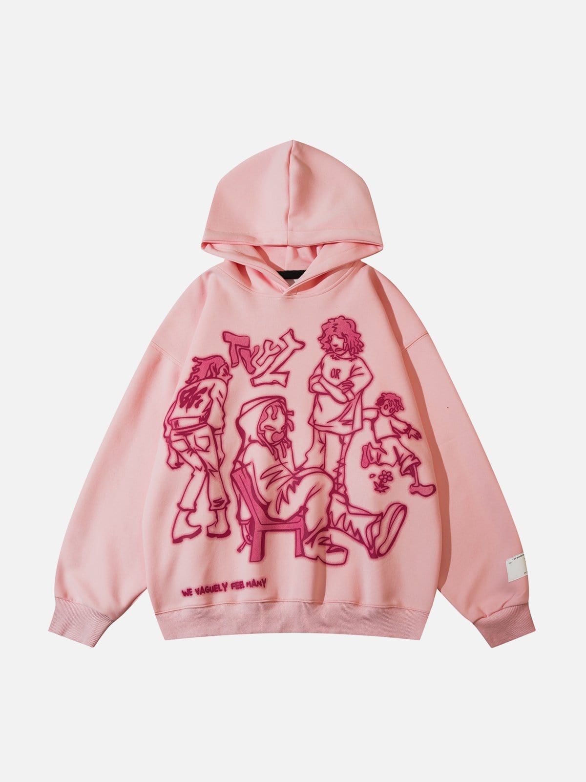 Real Retro World - Cartoon Line Character Print Hoodie